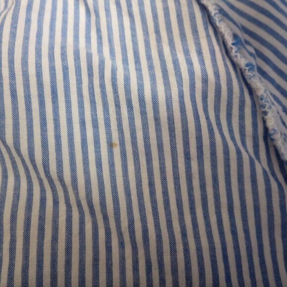 Hollister Womens Ruffle Top Size Small Shirt Blouse Striped Blue & White Bow - Picture 5 of 5